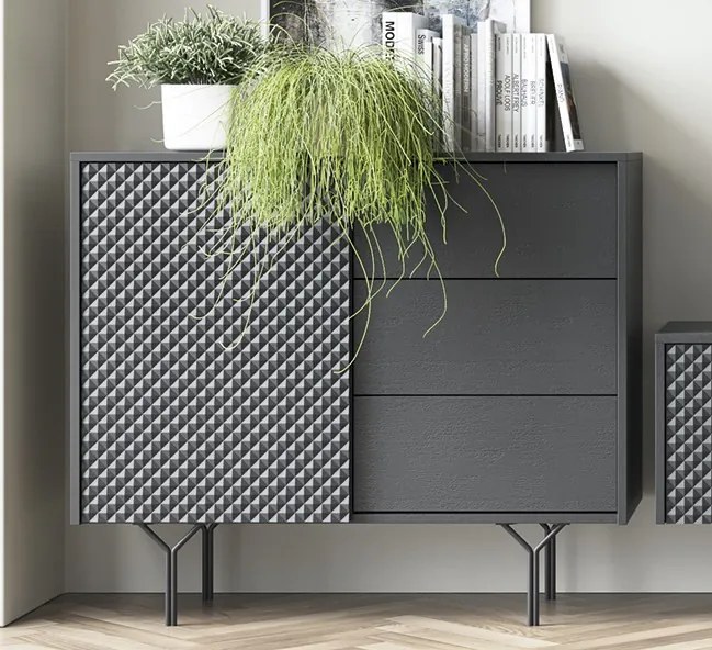 Skrinka so zásuvkami Raven, čierna