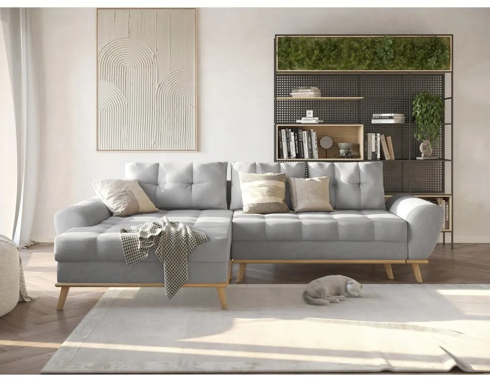 Svetlosivá rozkladacia rohová pohovka (ľavý roh) Balitco – Ropez