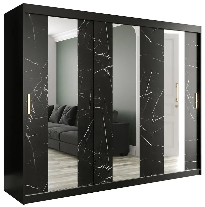 Skriňa Marmur Pole 250 čierna/mramor čierna