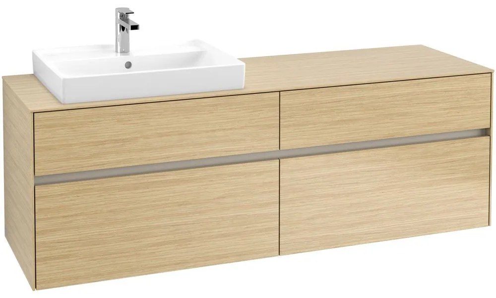 VILLEROY &amp; BOCH Collaro závesná skrinka pod umývadlo na dosku (umývadlo vľavo), 4 zásuvky, 1600 x 500 x 548 mm, Nordic Oak, C02200VJ