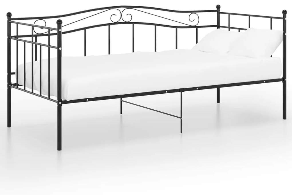vidaXL Rám rozkladacej pohovky čierny kovový 90x200 cm