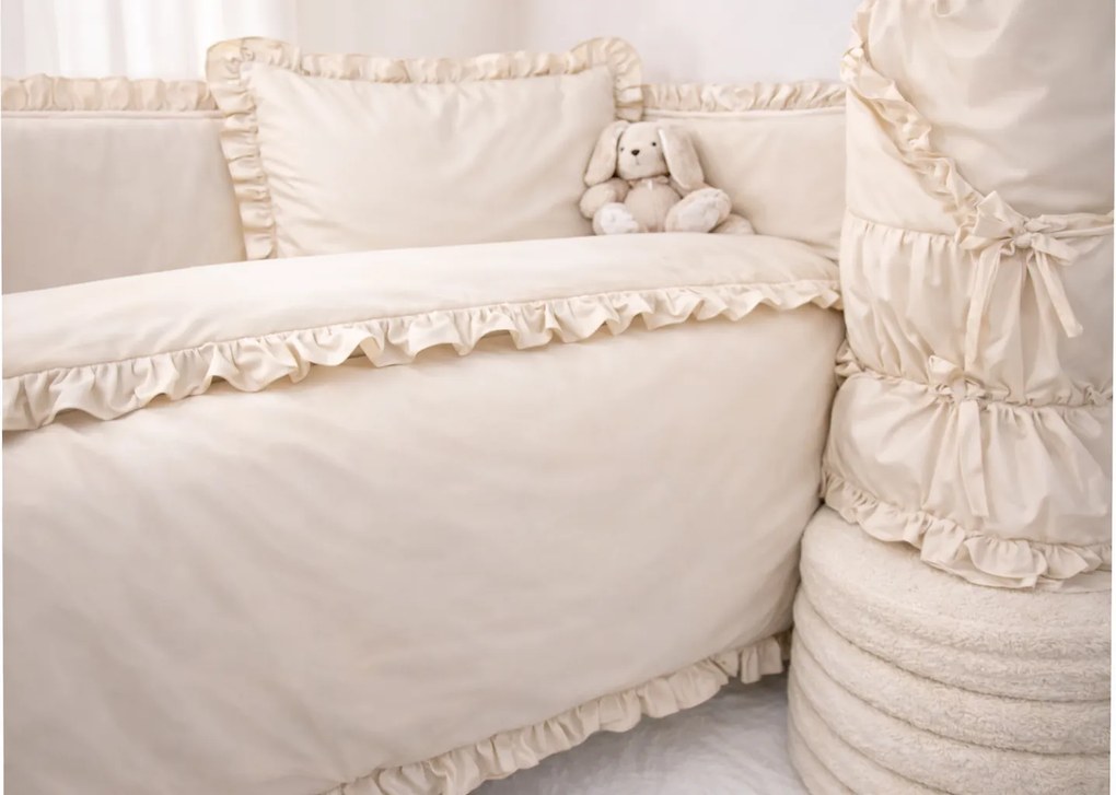 INTERMEDIC SK Posteľná obliečka do postieľky Béžová s volánikom 90x130 / 45x65 cm – 100% bavlna, jemný dizajn pre bábätko