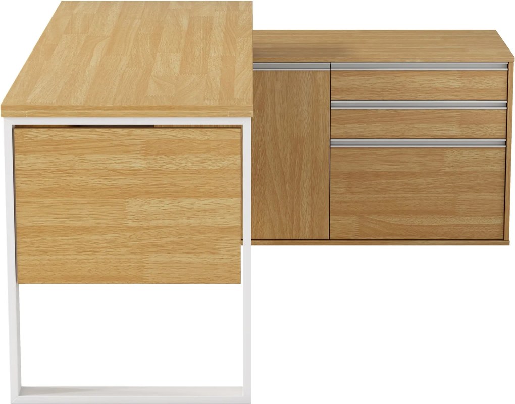 Rohový kancelářský stůl s komodou Houseland Nuvia Home 04 194 cm dub/bílý