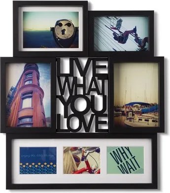 Fotorámik multi na stenu MOTTO 43x49 cm, čierny, Umbra, plast, 43 x 49 cm, čierny