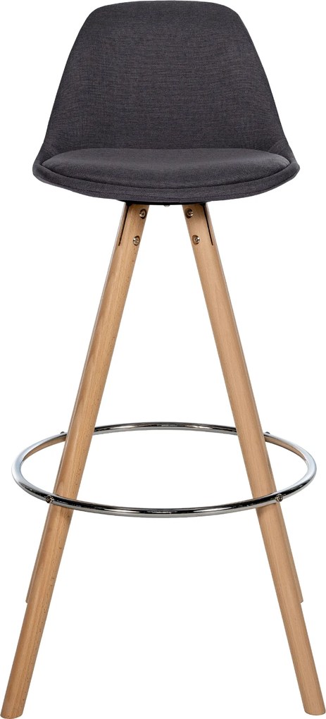 Barová stolička Corbin Round - látka, natura rám - tmavo šedá