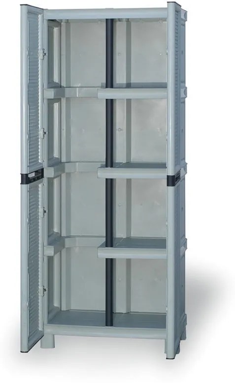 Plastová upratovacia skriňa, 700 x 390 x 1720 mm, sivá