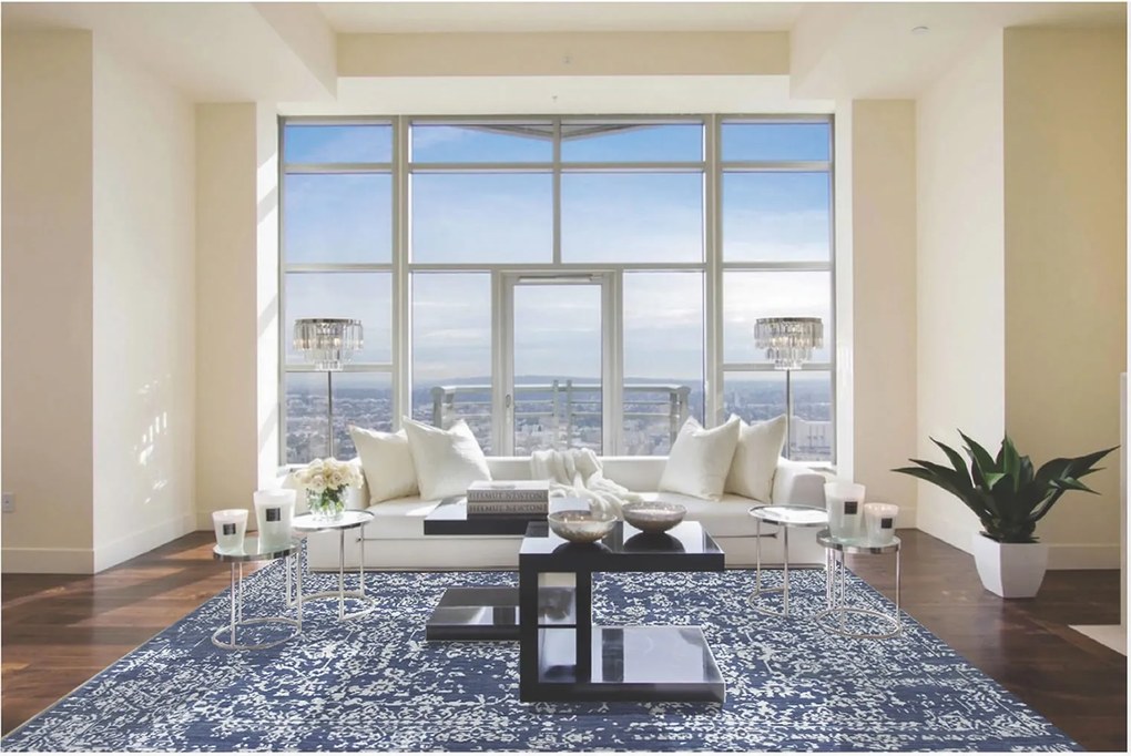 Diamond Carpets India, Ručne viazaný kusový koberec Diamond DC-JK 1 Jeans blue / silver, 305x425, modrá, chodba / predsieň