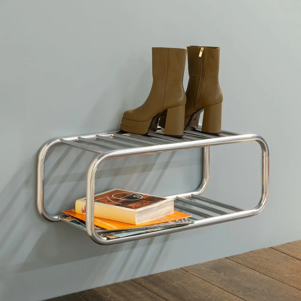 Kovová závesná skrinka na topánky v striebornej farbe 72x28x35 cm Retro – Spinder Design