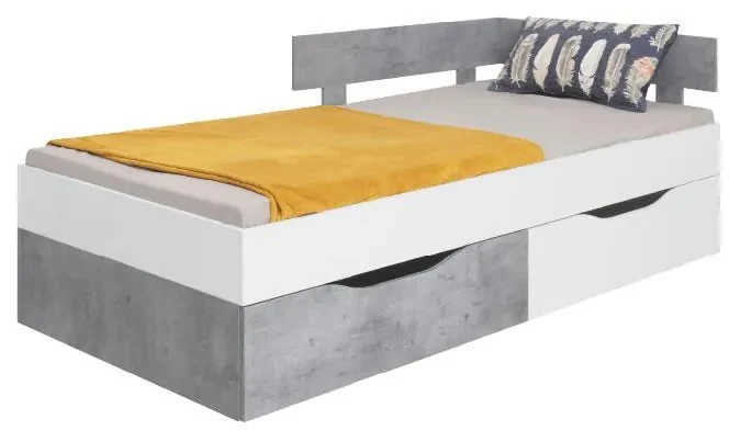 Postel Saga SI15, 90x200, biely mat/beton