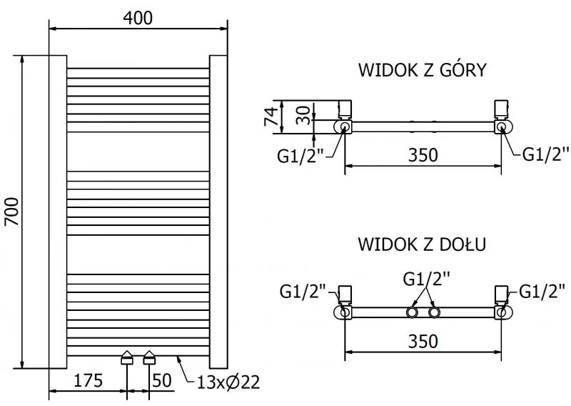 Mexen Mars, elektrické vykurovacie teleso 700 x 400 mm, 300 W, zlatá lesklá, W110-0700-400-2300-50