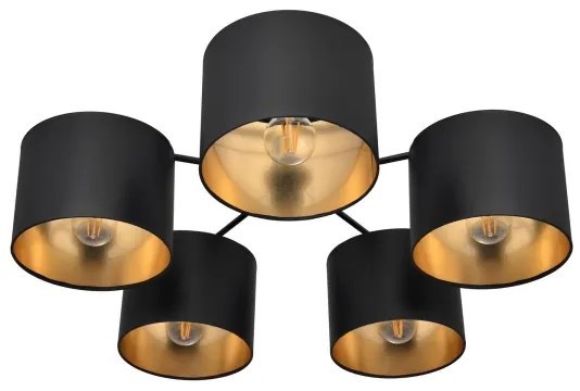 Luster prisadený ALBA 5xE27/15W/230V čierna/zlatá