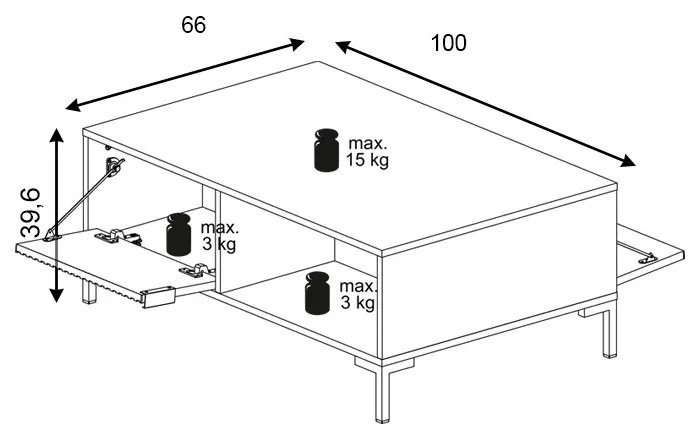 Konferenčný stolík Flinn 100 cm čierny
