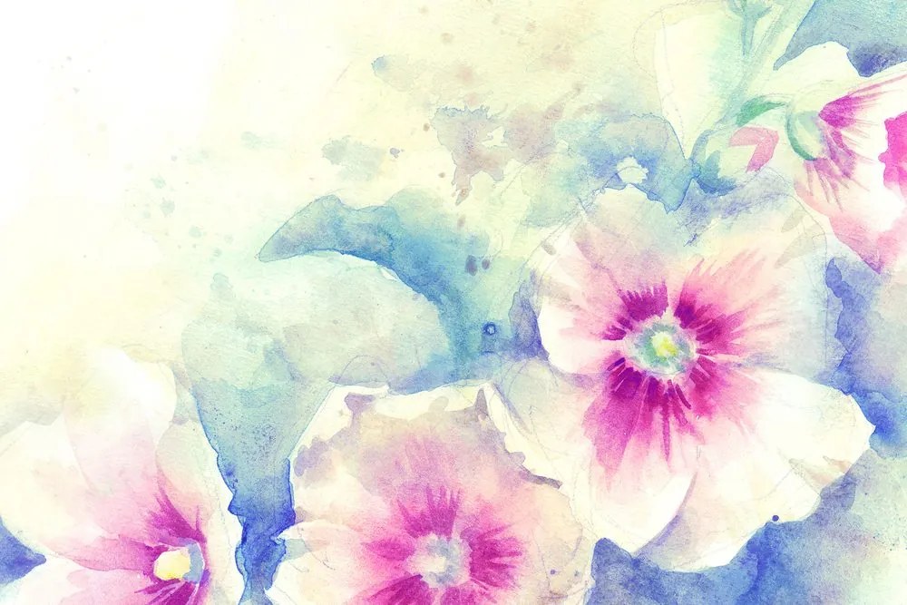 Obraz akvarelová ilustrácia ružových kvetov Varianta: 120x80