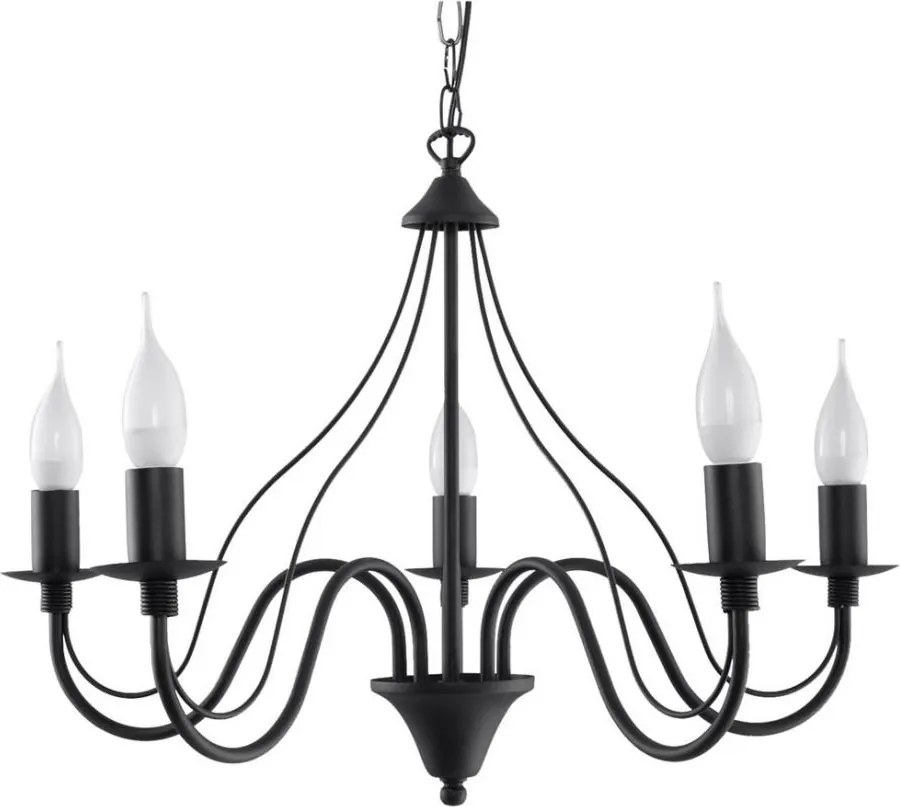 Luster na reťazi MINERWA 5 5xE14/40W/230V čierna