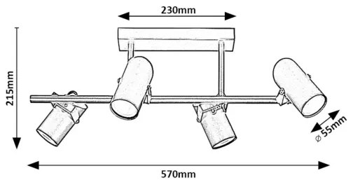 Rabalux 73044 - Prisadený luster MAXIMILIAN 4xGU10/25W/230V
