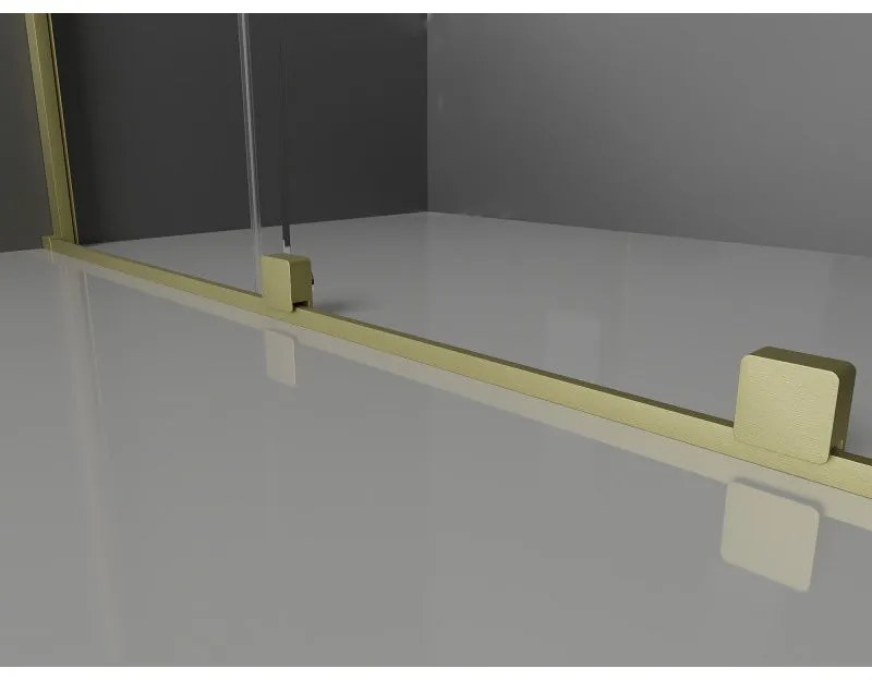 Mexen Velar, sprchový kút s posuvnými dverami 100(dvere) x 70(stena) cm, 8mm číre sklo, zlatá matná, 871-100-070-01-55