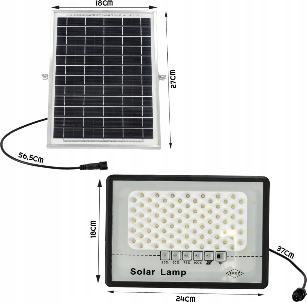 BERGE Solárne LED svietidlo DAKAR - 50W - PIR