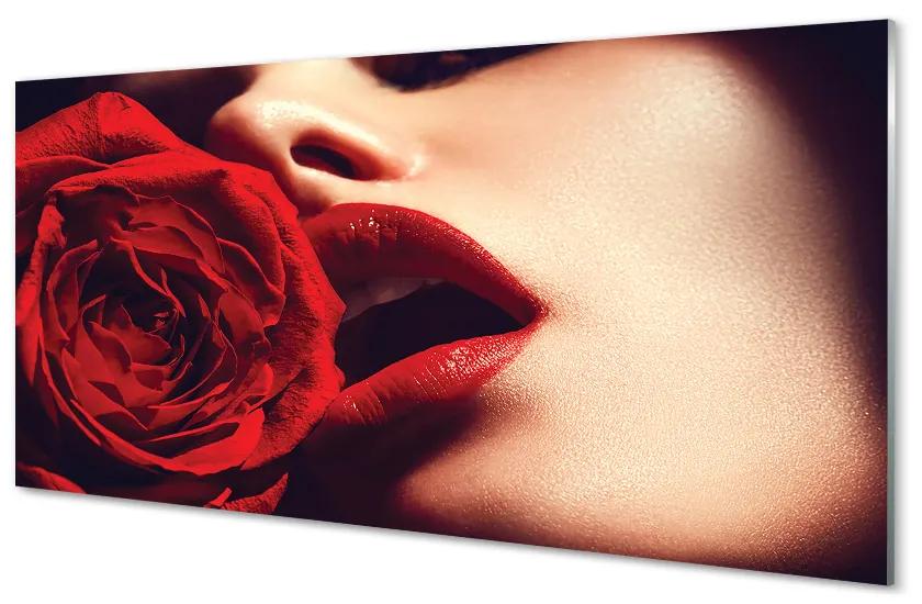 Obraz plexi Rose žena v ústach 100x50cm
