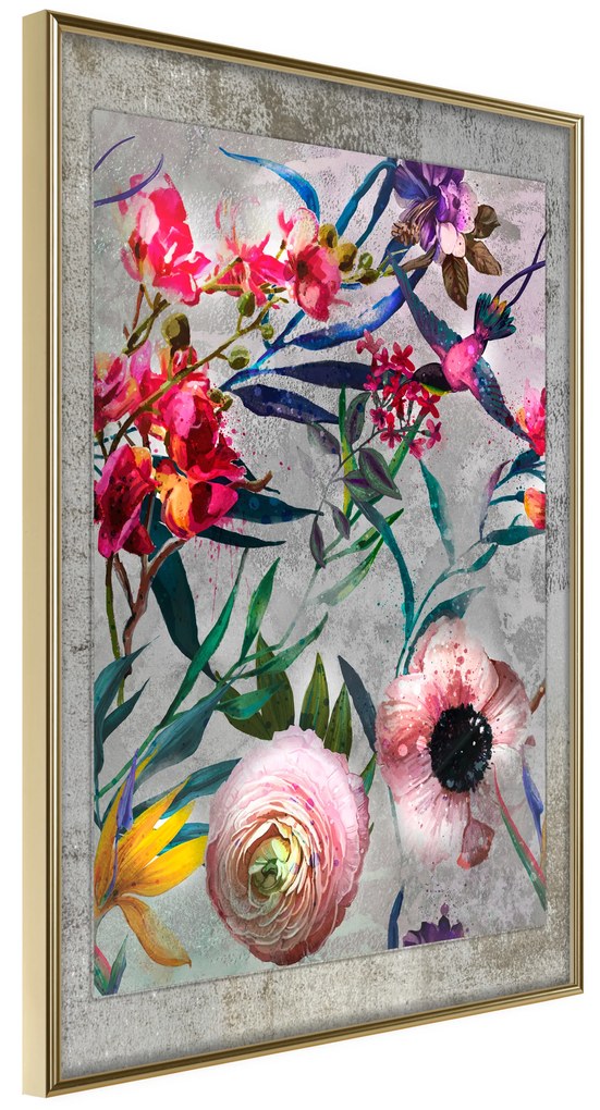 Artgeist Plagát - Rustic Flowers [Poster] Veľkosť: 20x30, Verzia: Čierny rám s passe-partout