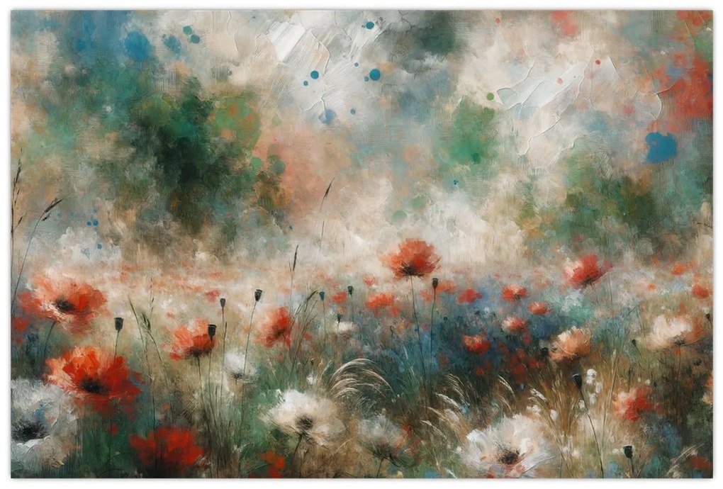 Obraz – Abstrakcia poľa s makmi (90x60 cm)