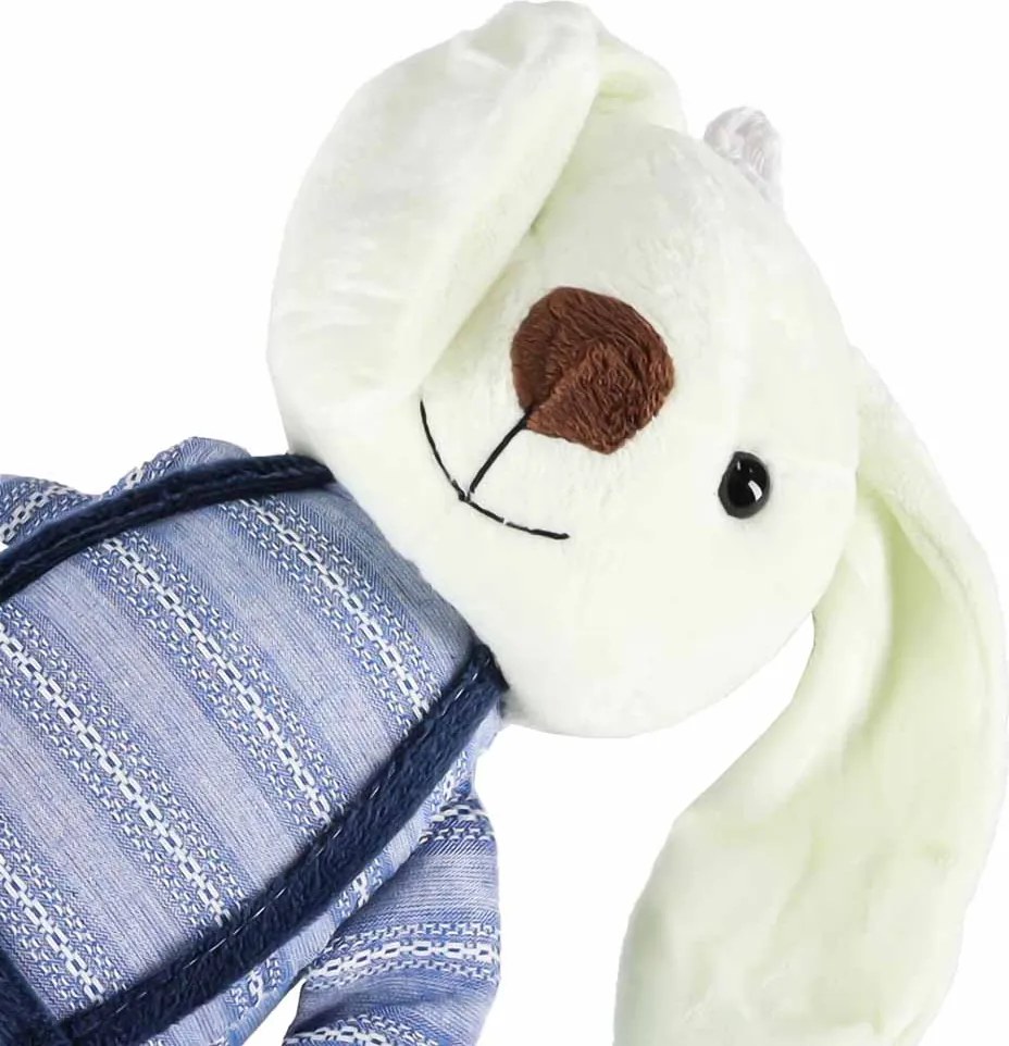KIK Plyšový králik maskotka v modrých nohaviciach, 36 cm
