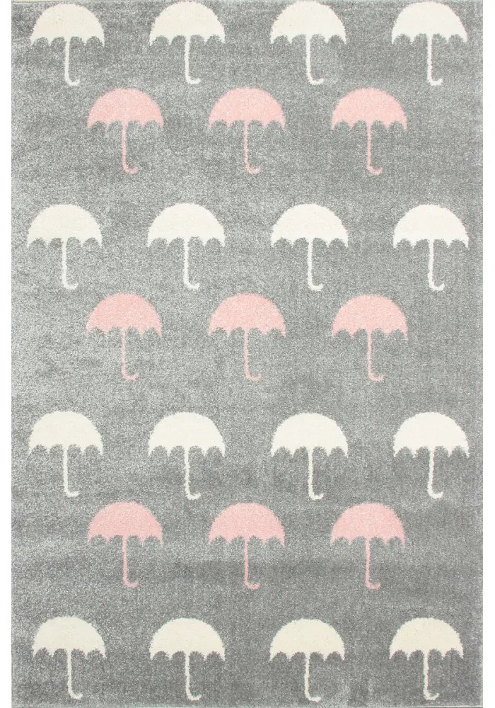 Detský kusový koberec Dáždniky šedý, Velikosti 133x190cm
