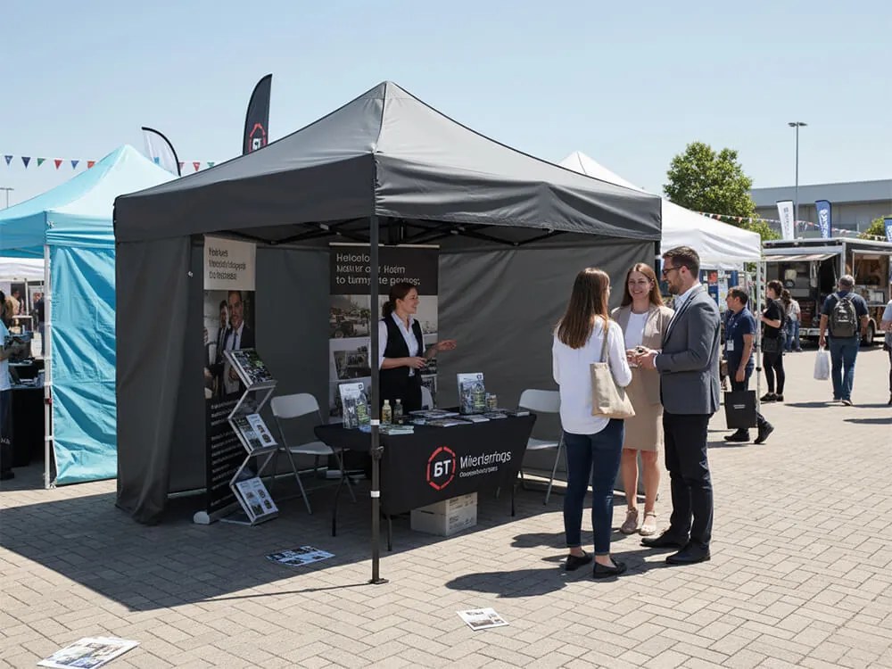 CH Záhradný nožnicový párty stan 3 x 3 m - tmavosivá