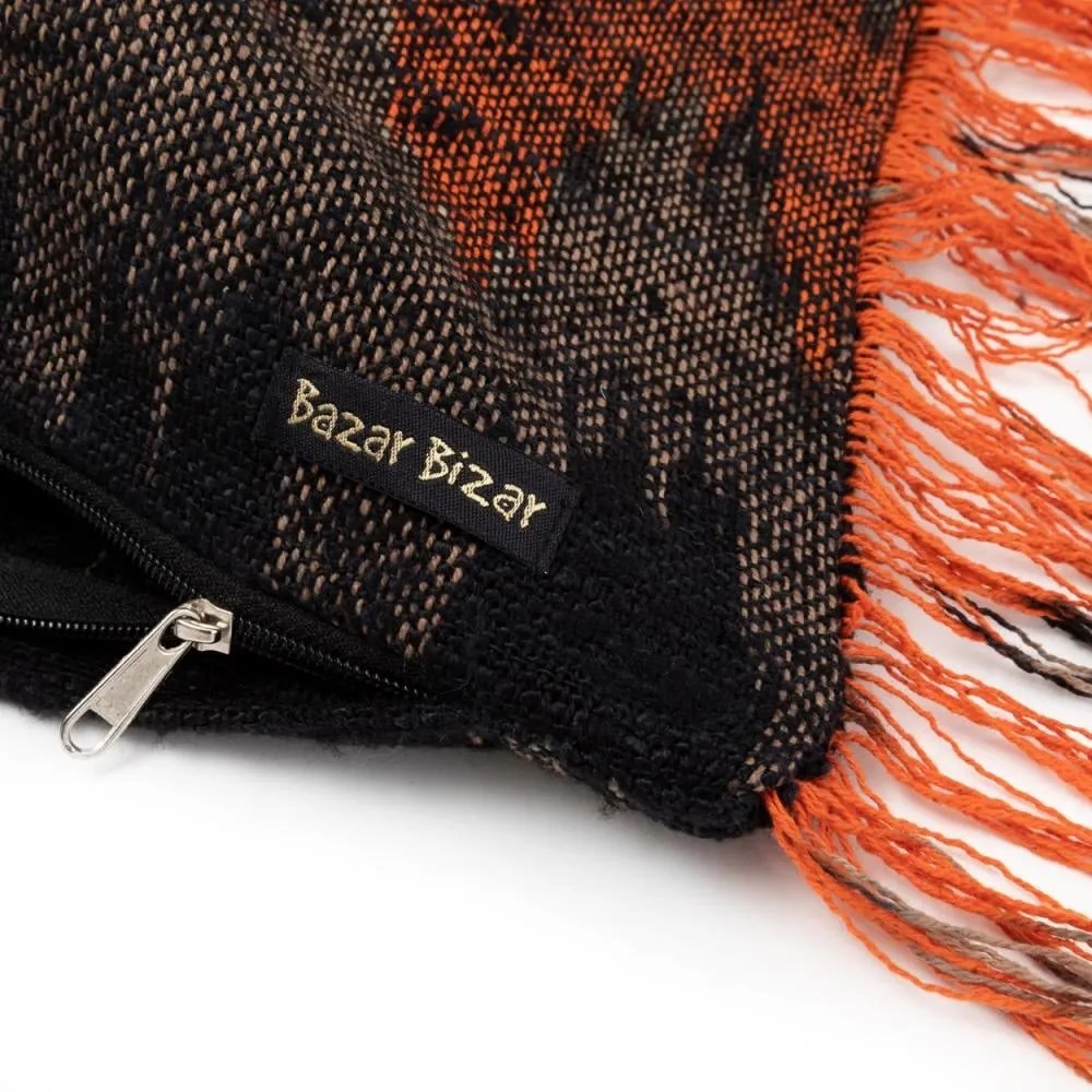 BAZAR BIZAR The Oh My Gee Cushion Cover - Black Orange - 30x50 obliečka