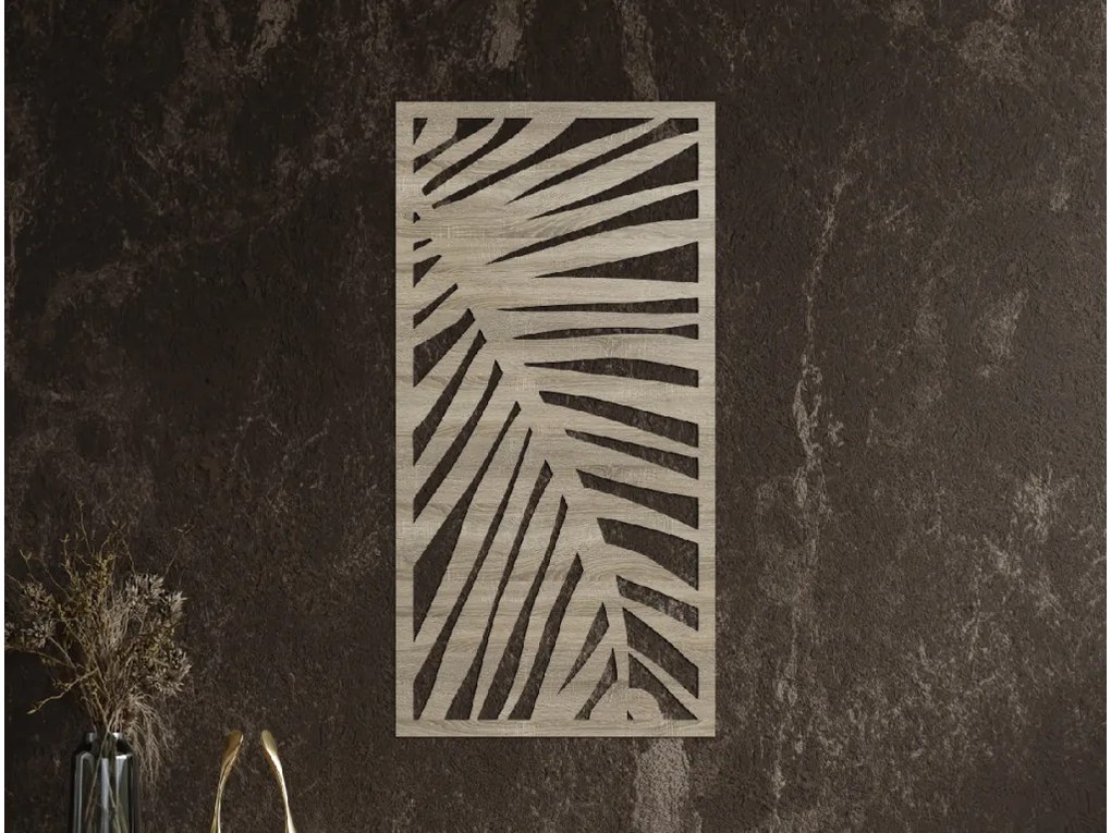 drevko Moderný obraz Palmový list Rozmer obrazu: 44,5 x 22 cm, Farba dekorácie: Čierna