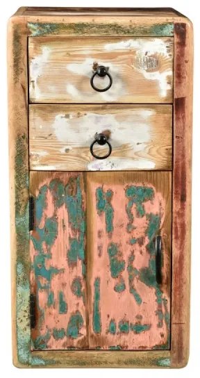 furniture-nabytek.cz - Masívna kúpeľňová spodná skrinka Calcutta z recyklovaného dreva, lakovaná, viacfarebná – 35×35×70 cm