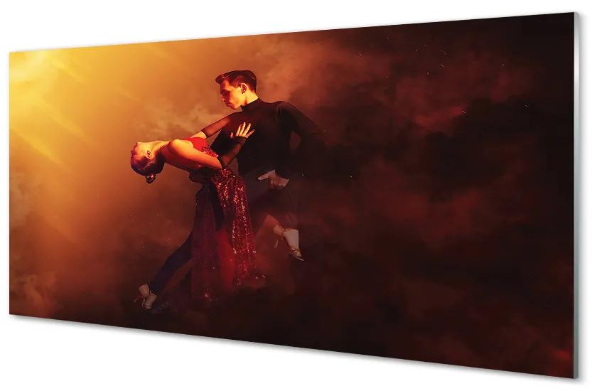 Sklenený obraz Ľudia tancujú v daždi dym 125x50 cm