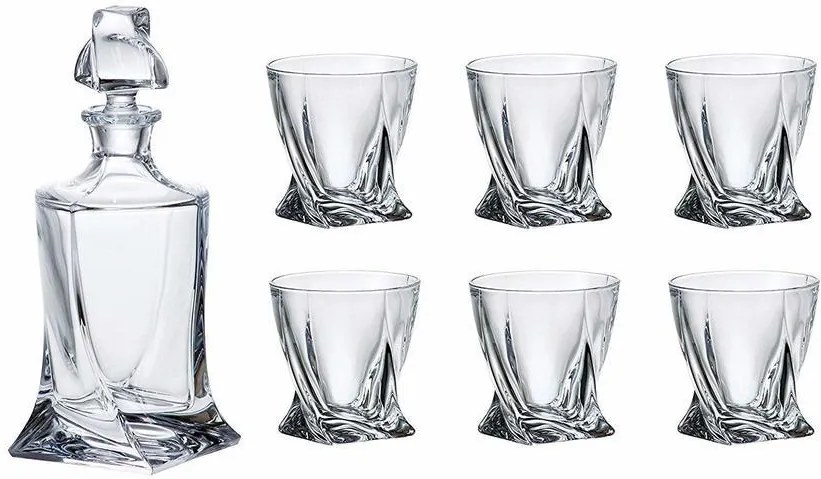 Bohemia Crystal Whisky set Quadro 99999/9/99A44/480 (set 1 karafa + 6