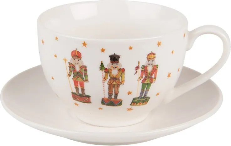 Porcelánová šálka s tanierikom s Luskáčikmi Happy Little Christmas - 12*9*6 cm / Ø 14*2 cm / 200 ml