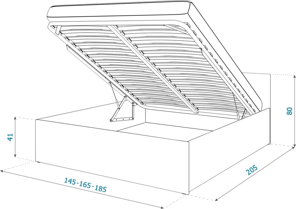 GL Manželská posteľ Dolly s úložným priestorom - sivá Rozmer: 180x200
