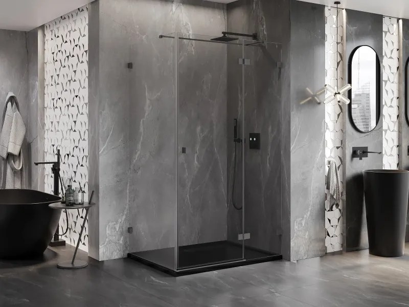 Mexen Lunar T výklopný sprchový kút pravý 135 x 120 cm, číre sklo, grafitová, 834T-135-120-95-00-P
