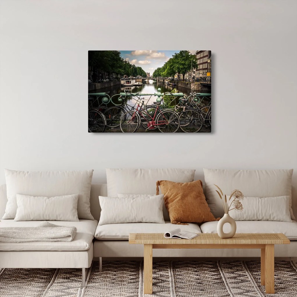 Obraz bicykla v meste (90x60 cm)