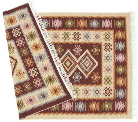 Obojstranný koberec / behúň Kilim bordový 2