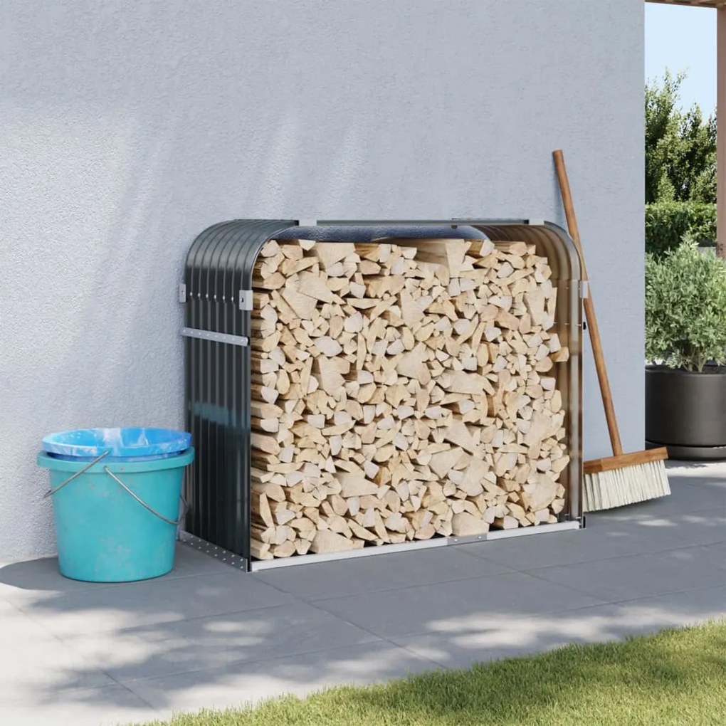 Držiak na polená antracitový 120x45x100 cm pozinkovaná oceľ 364563