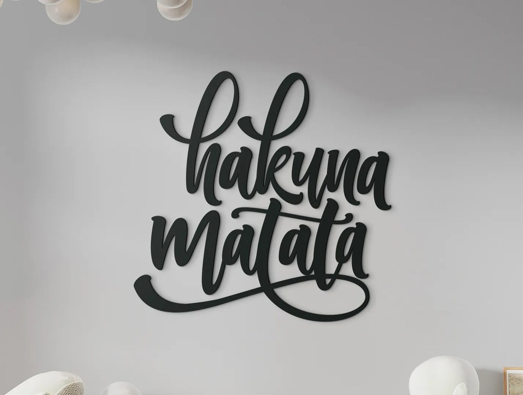 drevko Nápis na stenu Hakuna matata Rozmer obrazu: 40,5 x 41,5 cm, Farba dekorácie: Čierna