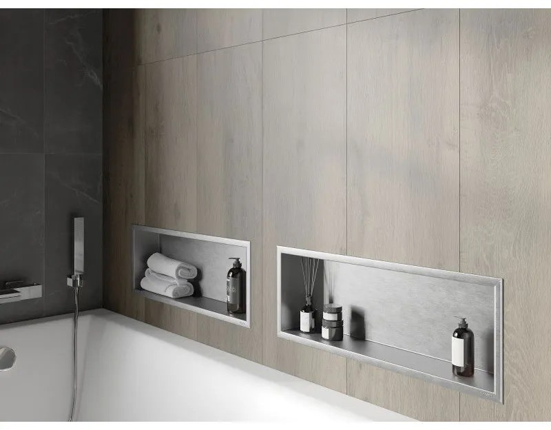 Mexen X-Wall-R, polička na zapustenie na obklad s golierom 60 x 20 cm, oceľová, 1910602010