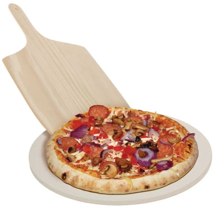 Doska na krájanie pizze Duo, keramický kameň + drevo, (FI) 33 cm + 49x36 cm