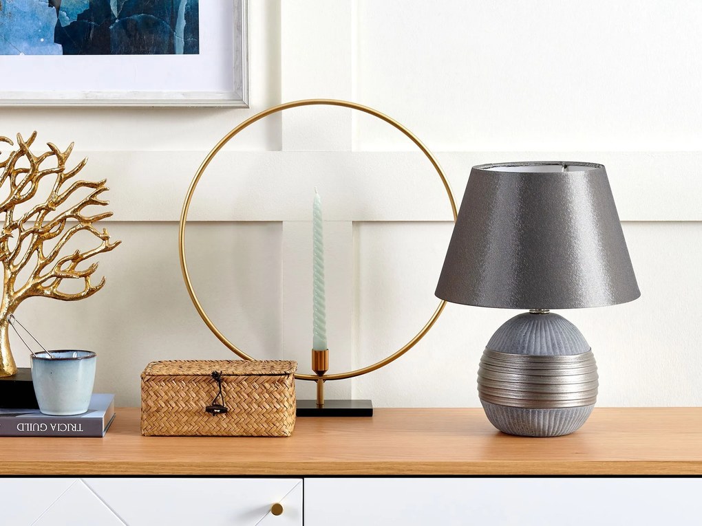 Luxusná strieborná nočná stolná lampa SADO Beliani