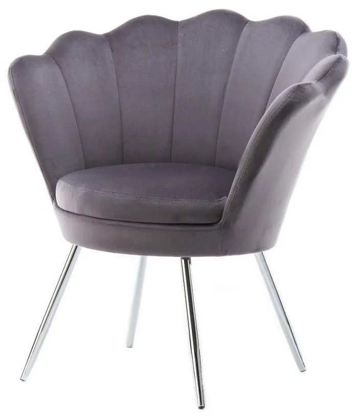 LuxuryForm DESIGN Kreslo FREY VELUR so striebornými nohami - tmavo šedé