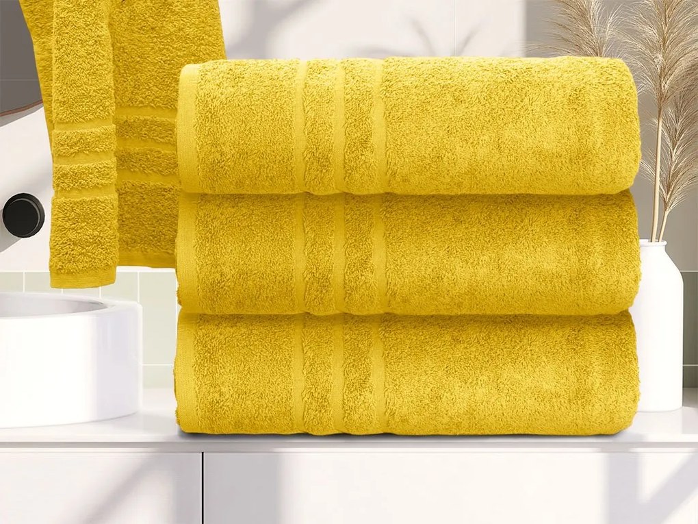 1x osuška COMFORT žltá + 2x uterák COMFORT žltý