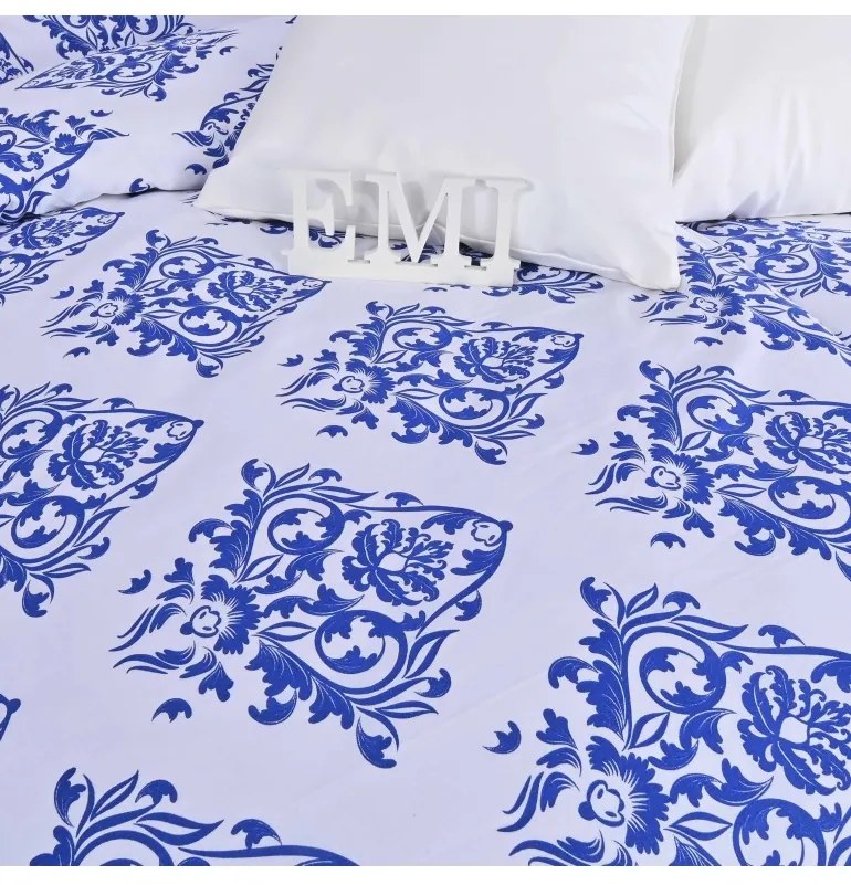 Obliečky bavlnené Atény modré EMI, Francúzsky set1 200x220 + 2x (70x90)