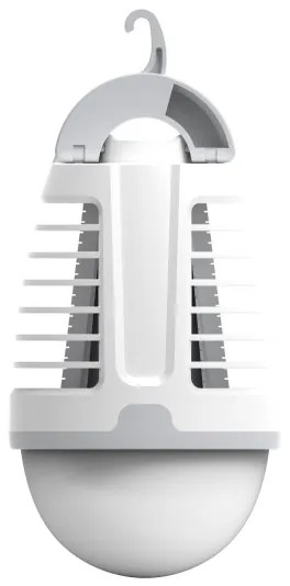 LED Prenosná nabíhacia lampa s lapačom hmyzu LED/5W/1800 mAh IPX4 biela/šedá