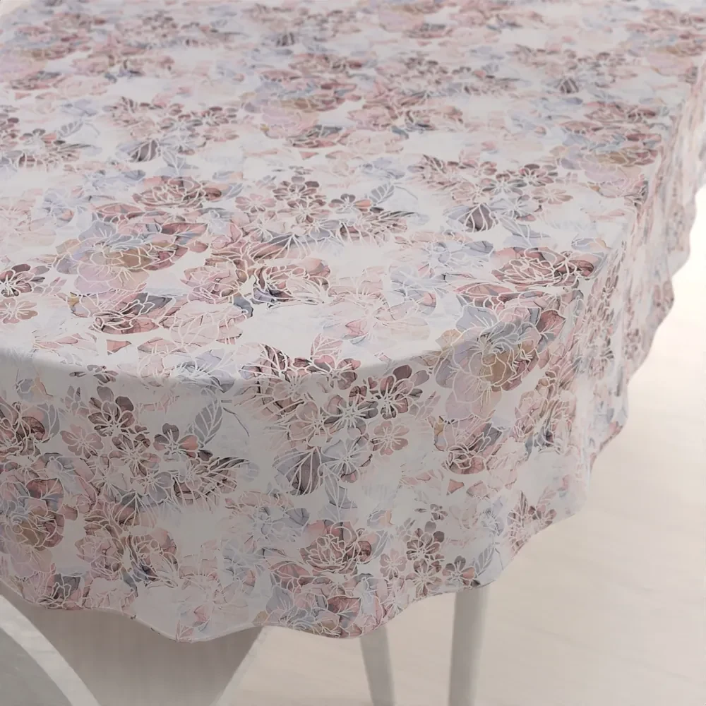 Biante Dekoračný oválny obrus Rongo RGP-501 Ružovo-fialkové kvety na bielom 100x140 cm