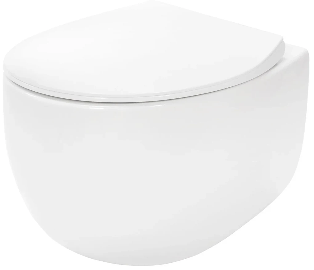 Rea Lars, závesná WC misa Rimless 50x37x29 cm vrátane sedadla s pomalým zatváraním, biela, REA-C9500