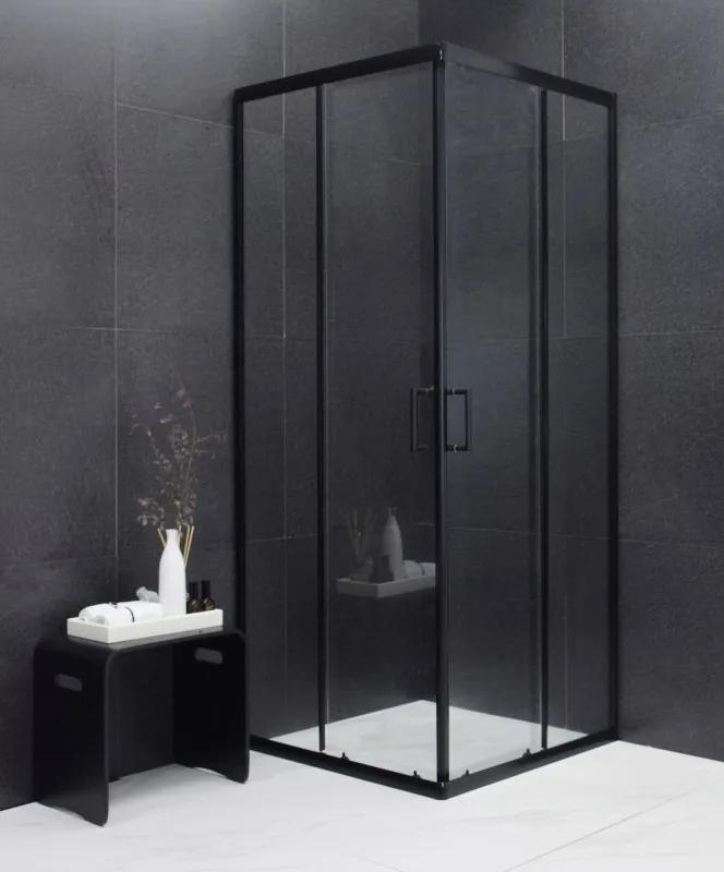MEXEN RIO - Štvorcový sprchovací kút 80x80 cm, čierna, 860-080-080-70-00