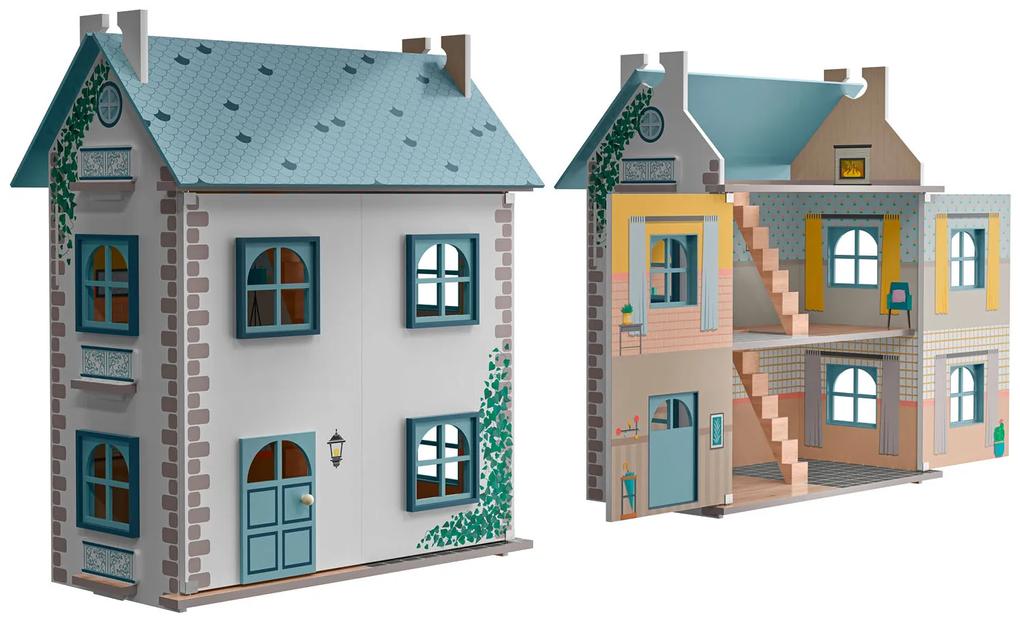 Playtive Drevený domček pre bábiky modrá